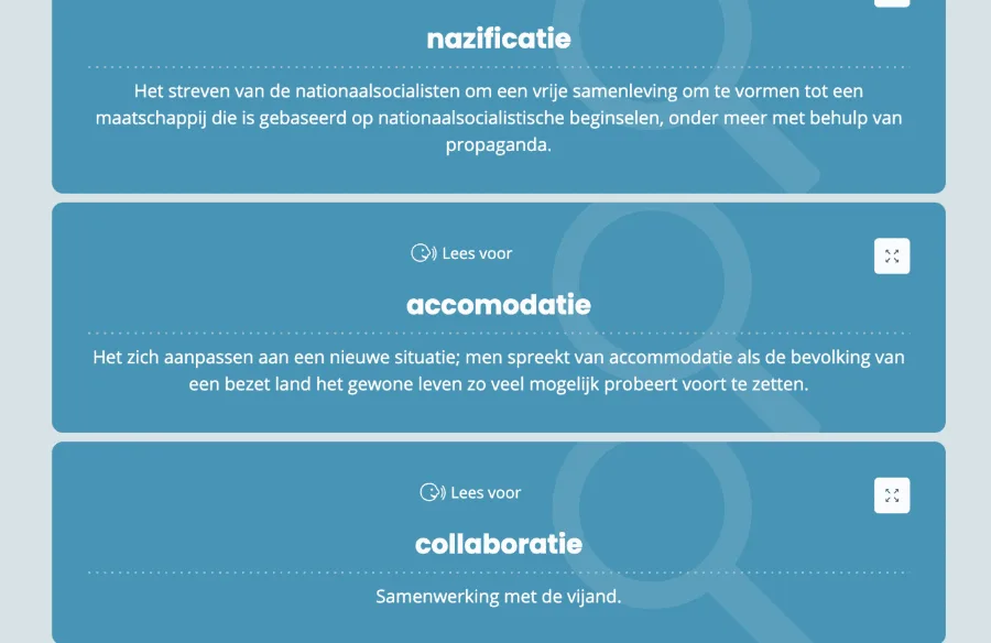 Een uitleg van begrippen, methode Memo (Malmberg), bovenbouw vwo (online versie)